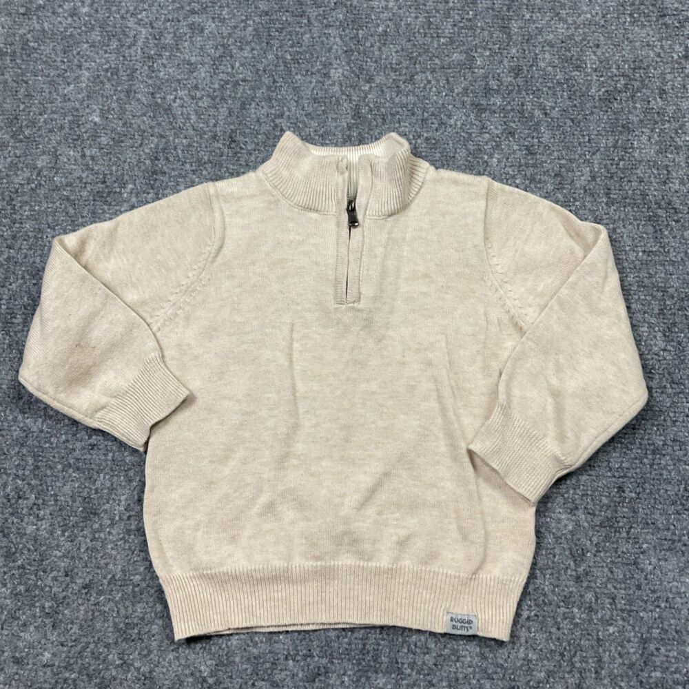 RuggedButts Sweater Boys Size 18-24 Months Beige 1/4 Zip